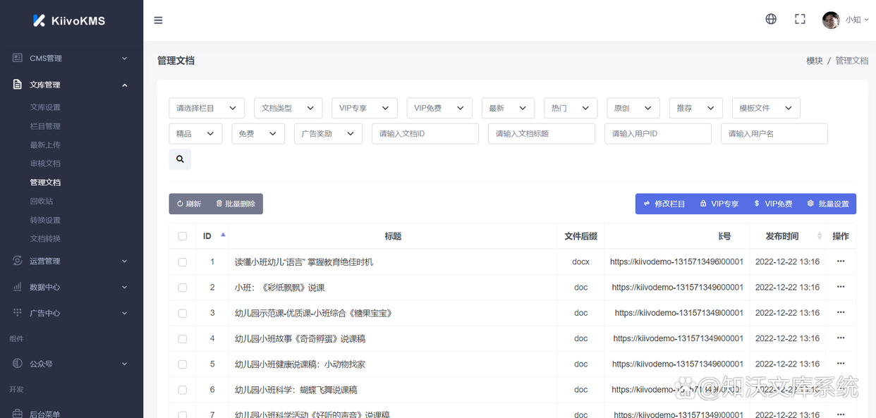 知沃文库网站系统（KiivoKMS）功能介绍及产品说明